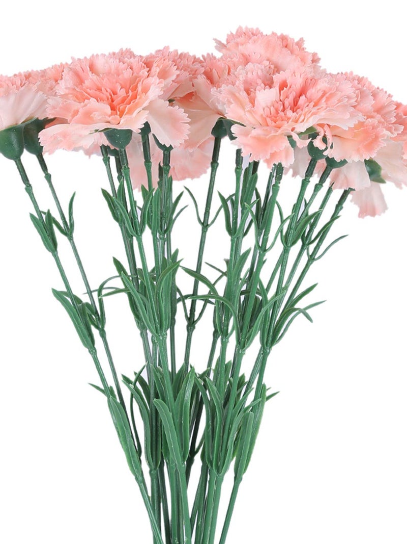 Fourwalls Artificial Synthetic Single Carnation Flower Stick 45 cm Tall Set of 20 Peach - Image 3
