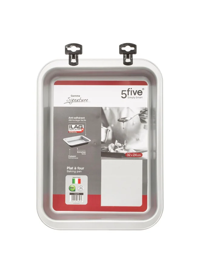 Five Simply Smart Signature Rectangular Metal Baking Dish Black and Silver 32 x 24cm 146470