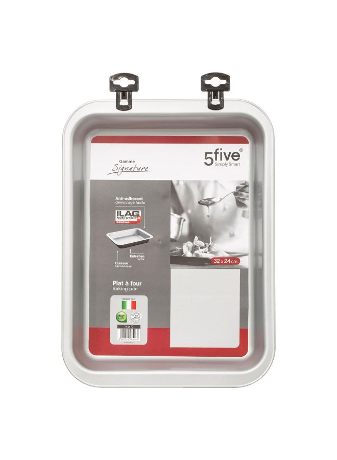 Five Simply Smart Signature Rectangular Metal Baking Dish Black and Silver 32 x 24cm 146470 - Image 2