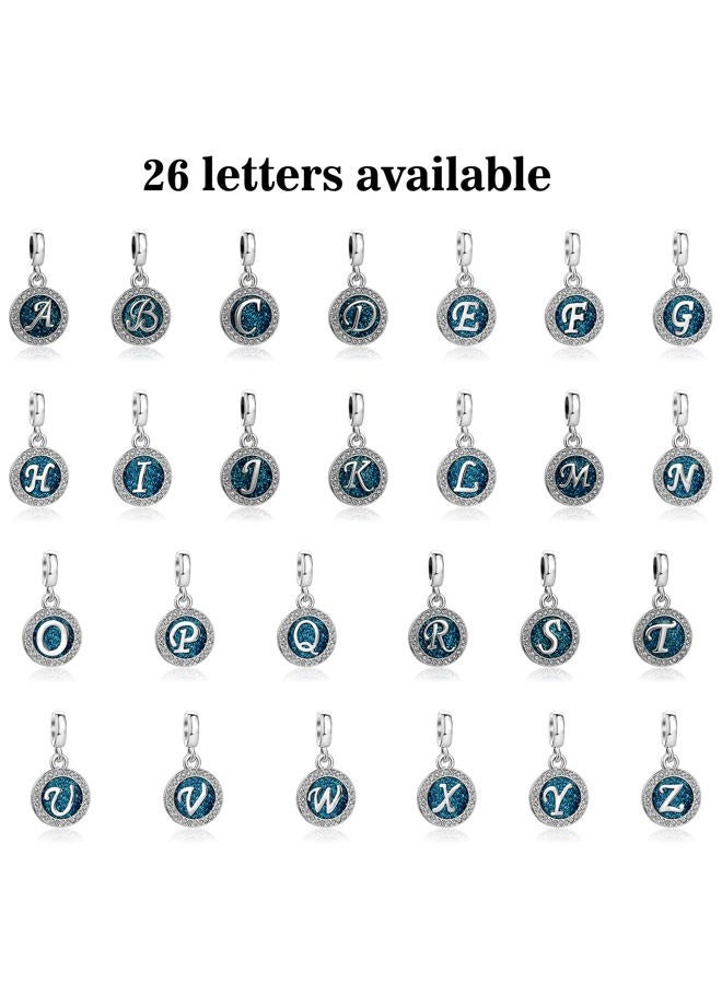 TGLS Spakling Blue A to Z Letter Initial Charm Alphabet Capital Name Dangle Beads Compatible With Pandora Charms Bracelets and Necklaces, 4.5mm-5.0mm, Metal, copper - Image 3
