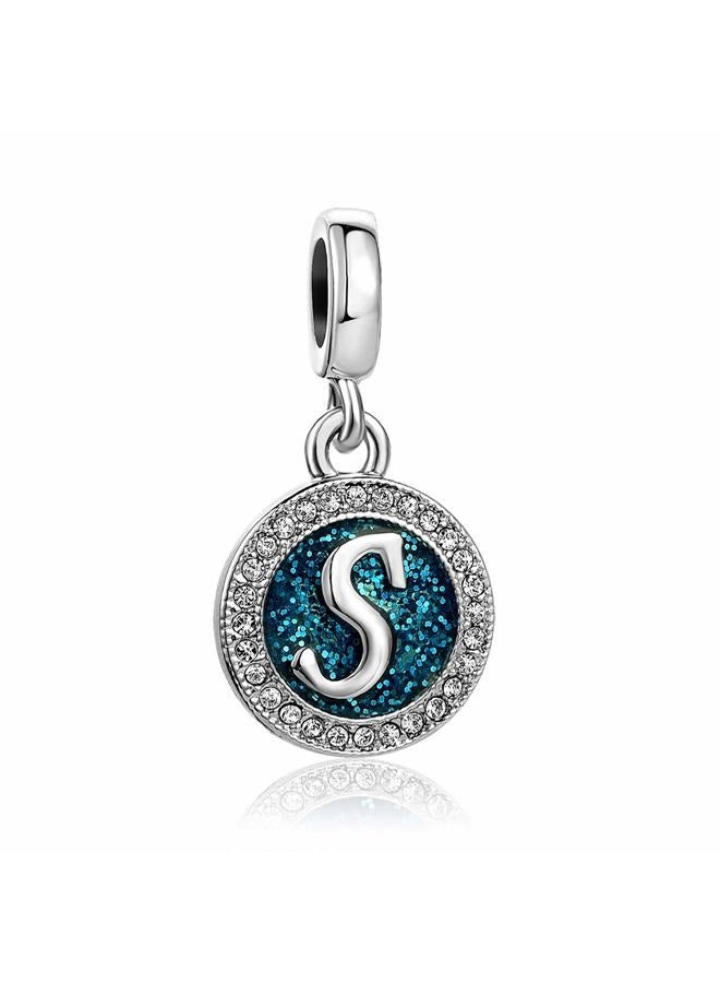 TGLS Spakling Blue A to Z Letter Initial Charm Alphabet Capital Name Dangle Beads Compatible With Pandora Charms Bracelets and Necklaces, 4.5mm-5.0mm, Metal, copper - Image 1