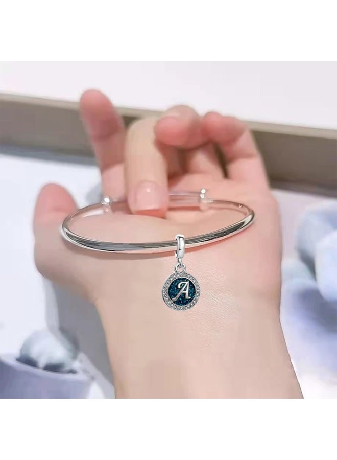 TGLS Spakling Blue A to Z Letter Initial Charm Alphabet Capital Name Dangle Beads Compatible With Pandora Charms Bracelets and Necklaces, 4.5mm-5.0mm, Metal, copper - Image 5