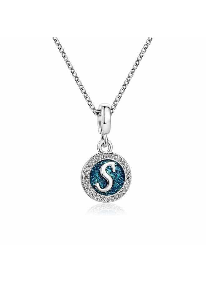 TGLS Spakling Blue A to Z Letter Initial Charm Alphabet Capital Name Dangle Beads Compatible With Pandora Charms Bracelets and Necklaces, 4.5mm-5.0mm, Metal, copper - Image 2