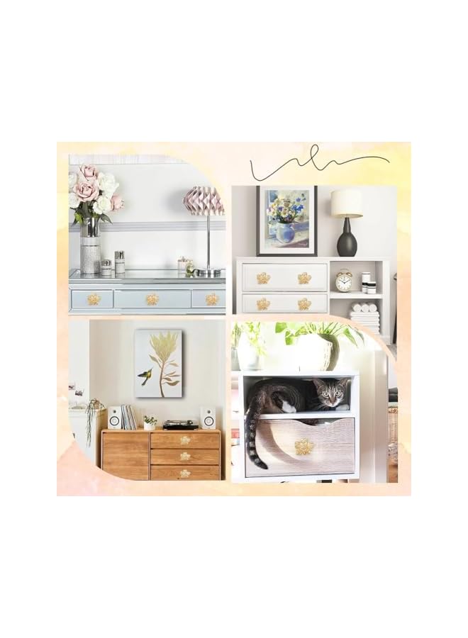 S-TOP 4 Sets Gold Metal Flower Cabinet Knobs – Vintage Cabinet Handles for Kitchen Cabinets, Dresser and Wardrobe Doors – Durable Decorative Furniture Pulls, Easy Installation, 1.41x1.63x0.92 in - Image 3
