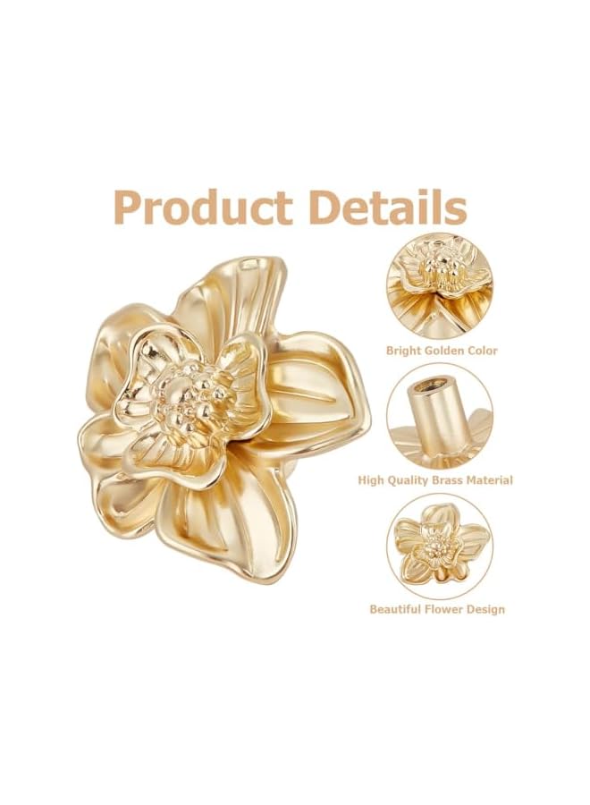 S-TOP 4 Sets Gold Metal Flower Cabinet Knobs – Vintage Cabinet Handles for Kitchen Cabinets, Dresser and Wardrobe Doors – Durable Decorative Furniture Pulls, Easy Installation, 1.41x1.63x0.92 in - Image 2