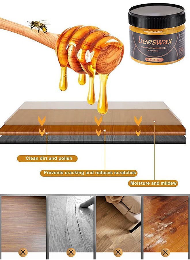 WILLIAM WEIR Natural Beeswax Furniture Polish Wood Seasoning Beewax For Wood Polish And Conditioner Multipurpose Waterproof And Repair Wood Wax Wood Cleaner And Polish Furniture Wax  - Image 4