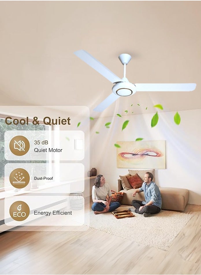 Vmax 56 Inch Three-Blade Indoor Ceiling Fan White With Gold Decor And 5 Speed Control  - Image 3