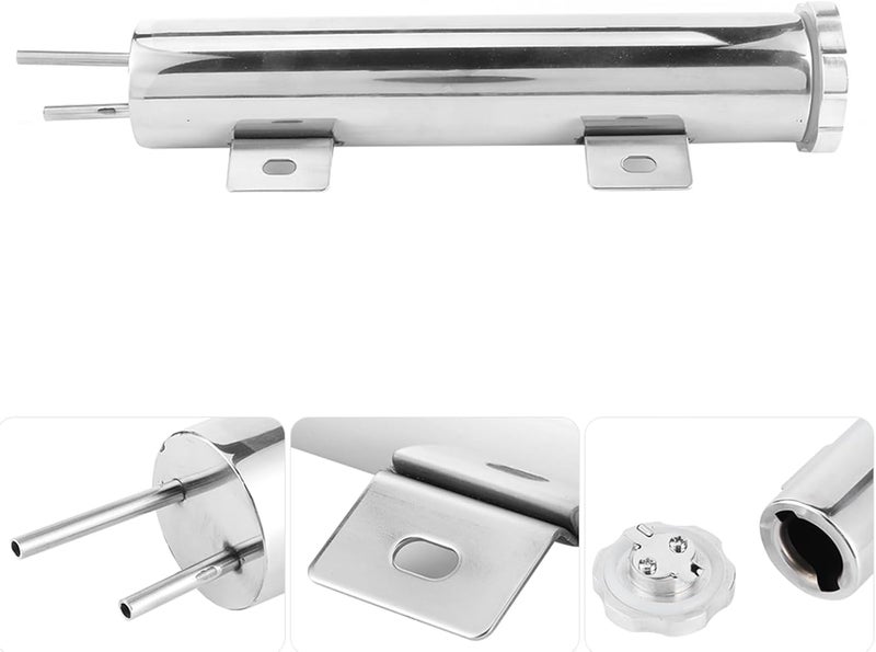 Coolant Overflow Tank Coolant Reservoir Tank Expansion 14oz Polished Stainless Steel 2in x 10in with Mounting Hardware for Engine Hot Rods Classic Cars - Image 5