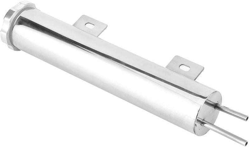 Coolant Overflow Tank Coolant Reservoir Tank Expansion 14oz Polished Stainless Steel 2in x 10in with Mounting Hardware for Engine Hot Rods Classic Cars - Image 1