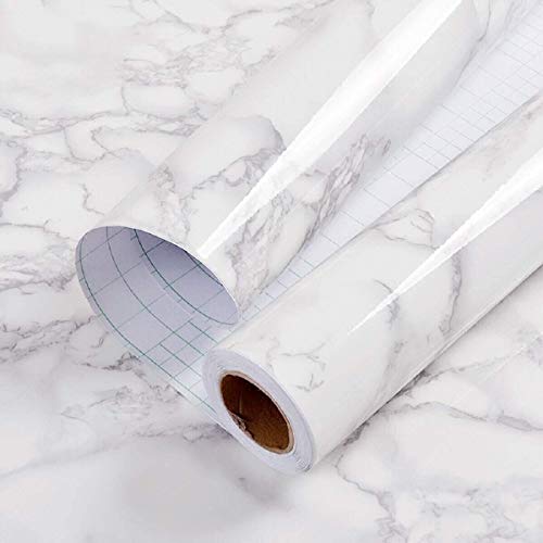 Elton Premium Sea Sand Marble Gloss Marble Furniture Film Interior Film Wallpaper for Cupboard Door, Almirah, Fridge, Tabletop, Wall, Floor, DIY & Other Renovation Projects : 50 Squarefeet - Image 1
