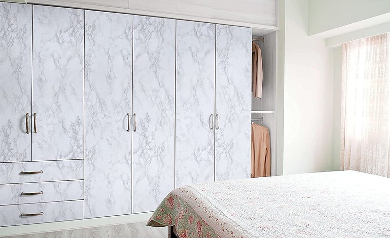 Elton Premium Sea Sand Marble Gloss Marble Furniture Film Interior Film Wallpaper for Cupboard Door, Almirah, Fridge, Tabletop, Wall, Floor, DIY & Other Renovation Projects : 50 Squarefeet - Image 2