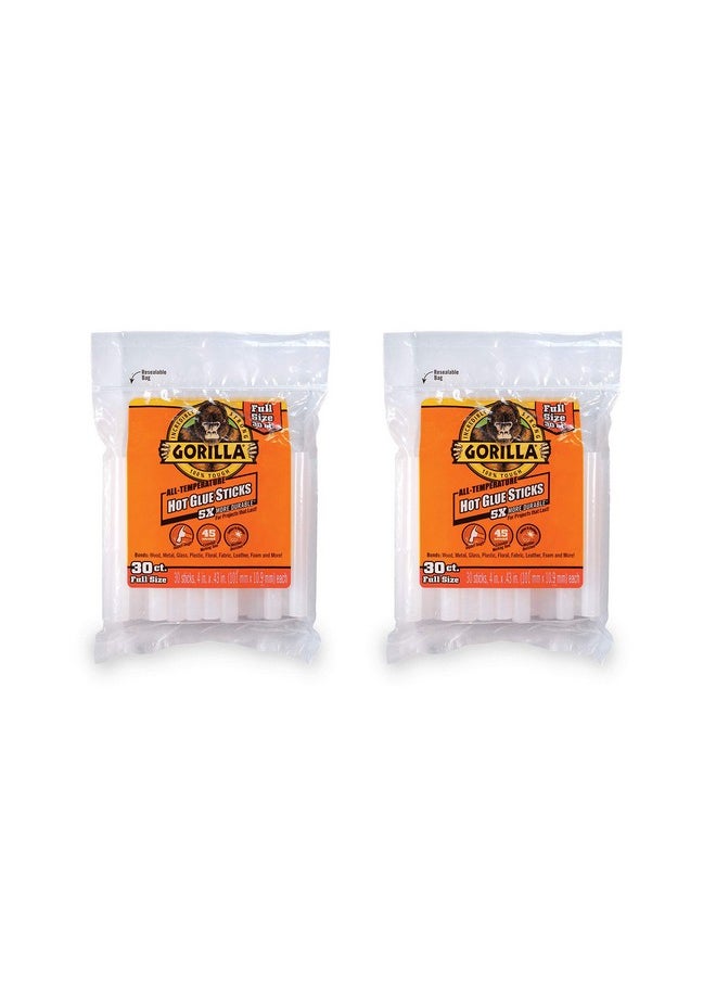 Gorilla Hot Glue Sticks, Full Size, 4" Long X .43" Diameter, 30 Count, Clear, (Pack Of 2)  - Image 1