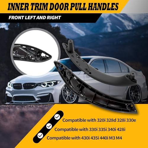 Jecoupoon Black 1 Pair Front Left and Right Inner Door Pull Handles Compatible with 320i 328i 330i 335i F30 F31 428i 435i F32 F36 20122018 Armrest Panel Door Handle 51417279315 51417279312 - Image 3