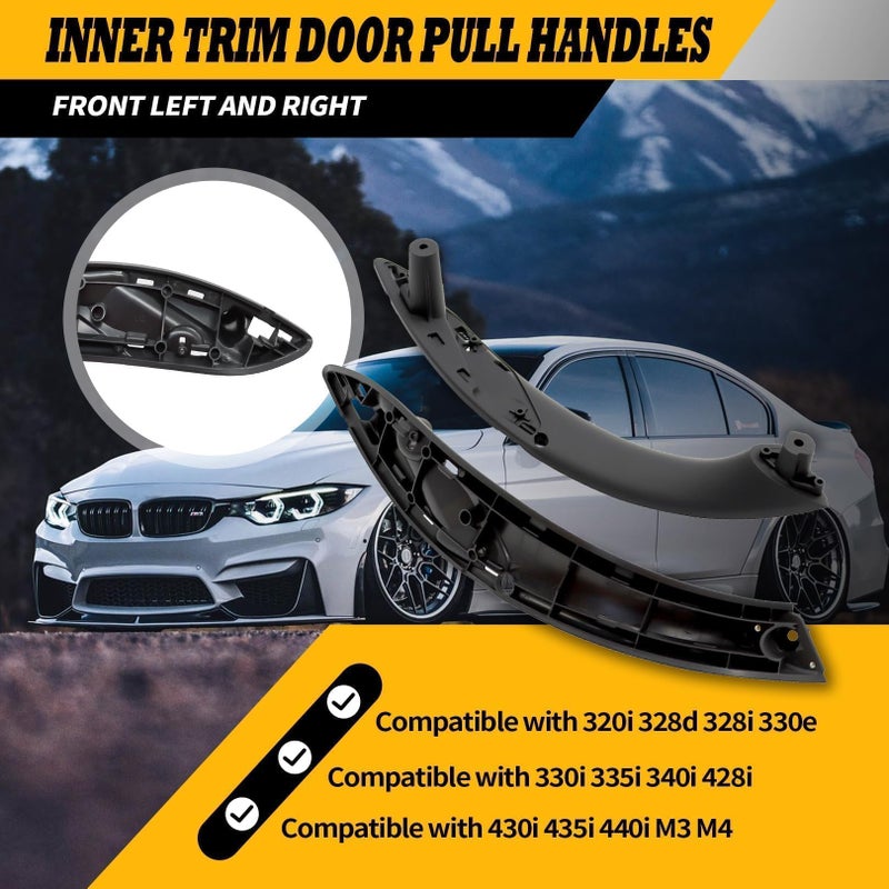 Jecoupoon Black 1 Pair Front Left and Right Inner Door Pull Handles Compatible with 320i 328i 330i 335i F30 F31 428i 435i F32 F36 20122018 Armrest Panel Door Handle 51417279315 51417279312 - Image 4