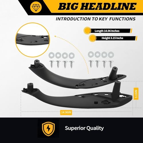 Jecoupoon Black 1 Pair Front Left and Right Inner Door Pull Handles Compatible with 320i 328i 330i 335i F30 F31 428i 435i F32 F36 20122018 Armrest Panel Door Handle 51417279315 51417279312 - Image 5