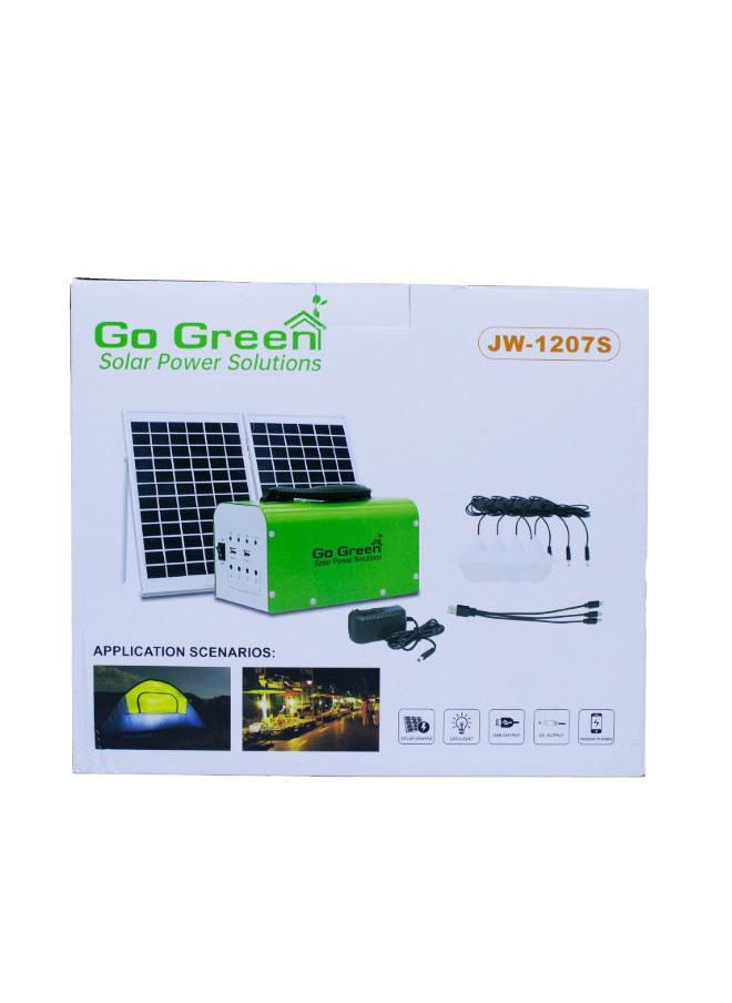 GO GREEN - Solar Power Solutions Rechargeable lead-acid battery, With solar panel for Outdoors Camping Travel Hunting Emergency (JW-1207S) - Image 1
