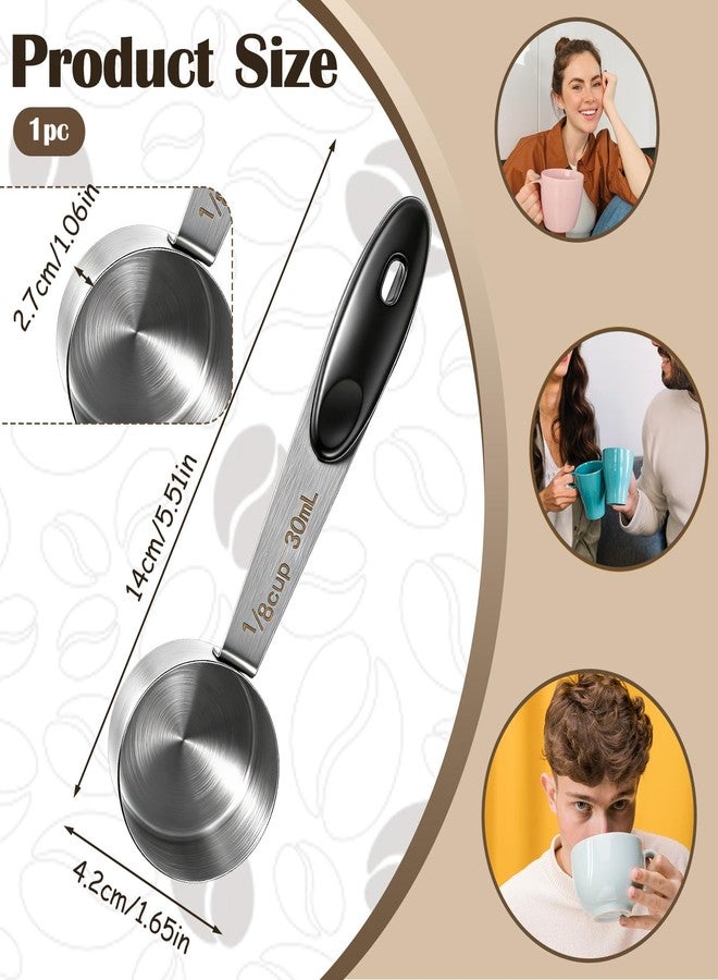 Nogeqi 1PCS 2 Tablespoon Scoop, Stainless Steel Coffee Measuring Spoon, 1/8 Cup Measuring Cup with Black Silicone Handle for Coffee Bean Tea Sugar Canisters Jars (30ml) - Image 3