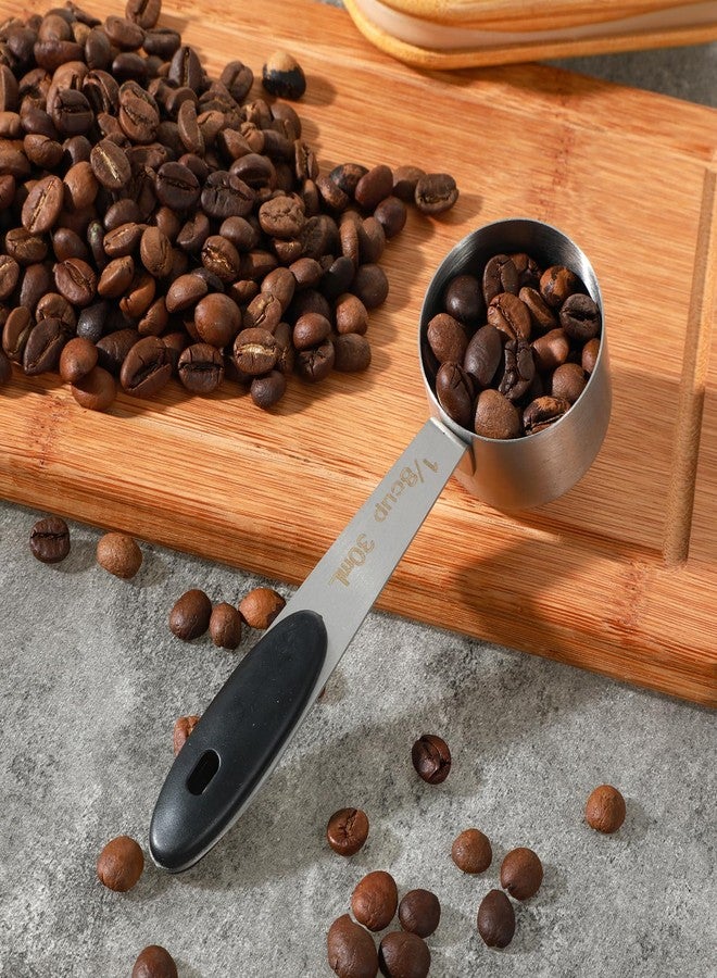 Nogeqi 1PCS 2 Tablespoon Scoop, Stainless Steel Coffee Measuring Spoon, 1/8 Cup Measuring Cup with Black Silicone Handle for Coffee Bean Tea Sugar Canisters Jars (30ml) - Image 2