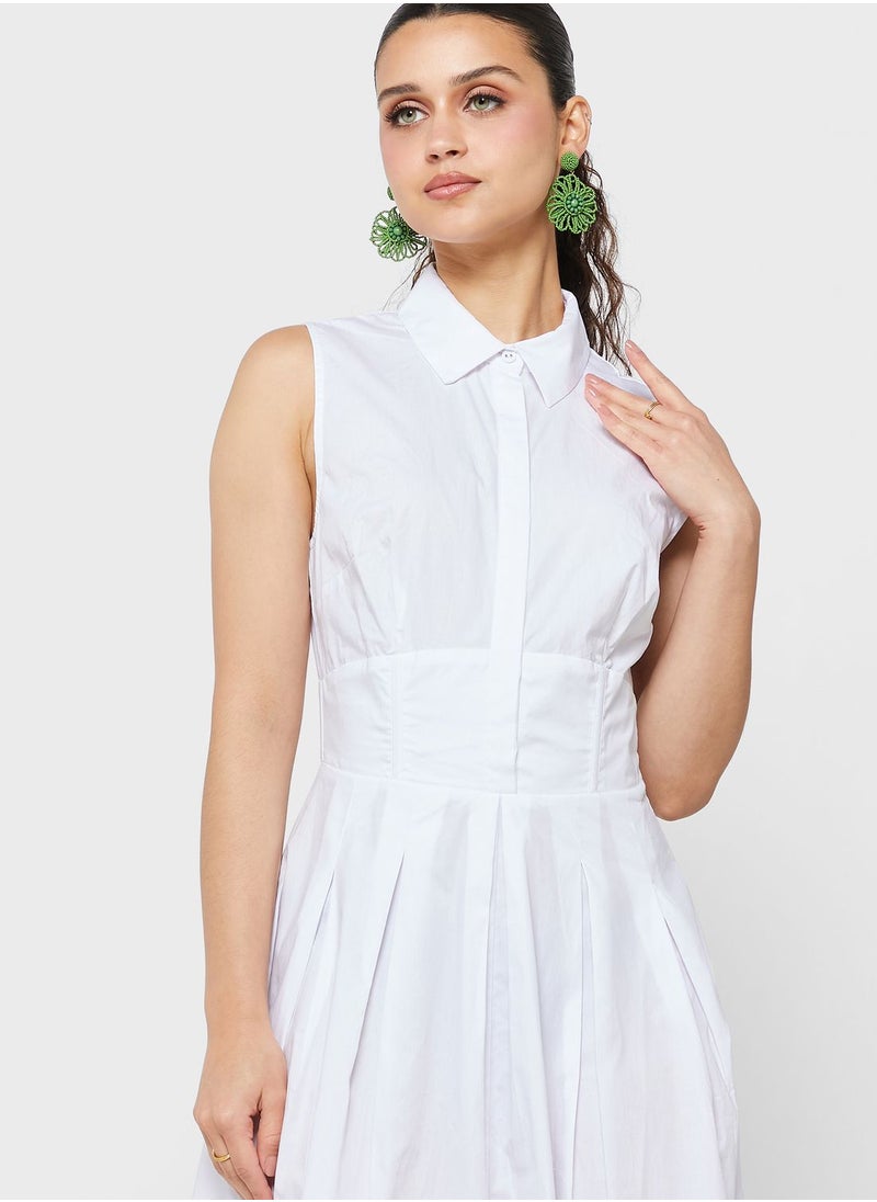 Bardot - Button Detail Pleated Dress - Image 1
