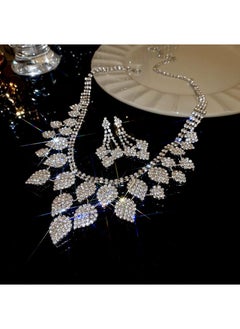 French Chic Zircon Butterfly Tassel Jewelry Set 25#Necklace-silver (set of two)