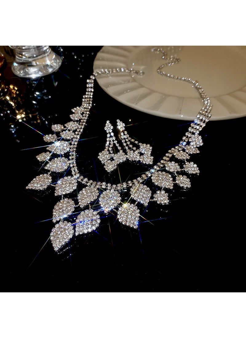 Generic - French Chic Zircon Butterfly Tassel Jewelry Set 25#Necklace-silver (set of two) - Image 1