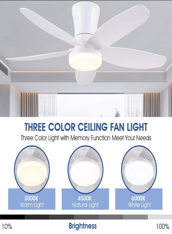 Surtime Flat Ceiling Fans with Lights and Remote & App 36IN-6666-White - Image 3