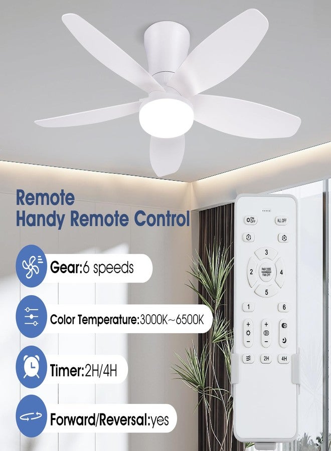 Surtime Flat Ceiling Fans with Lights and Remote & App 36IN-6666-White - Image 2