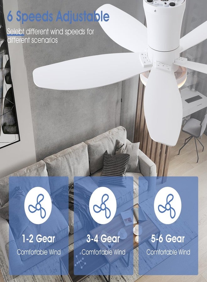 Surtime Flat Ceiling Fans with Lights and Remote & App 36IN-6666-White - Image 5
