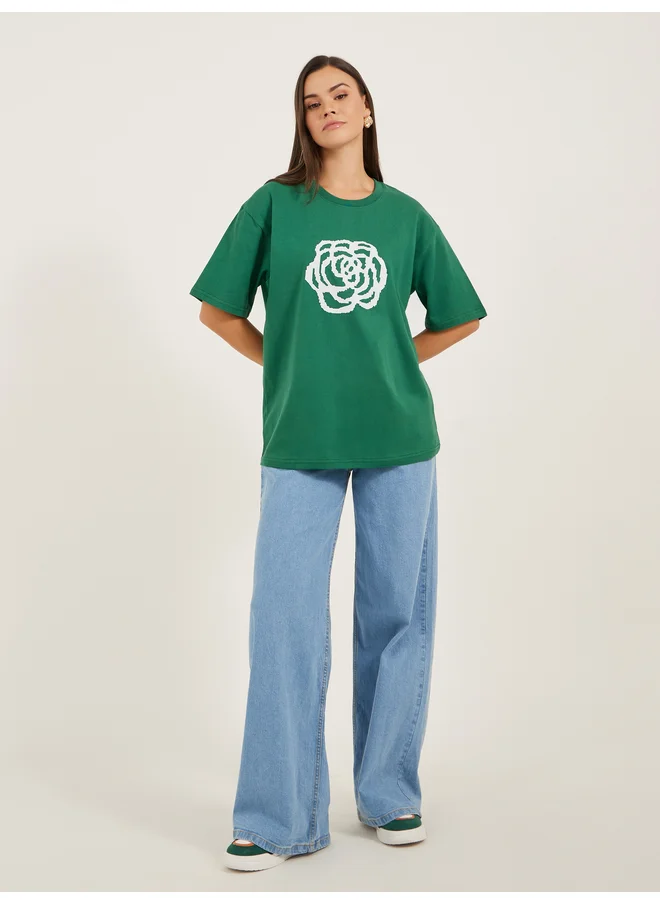 ستايلي Styli Oversized Graphic Print Short Sleeve T-Shirt