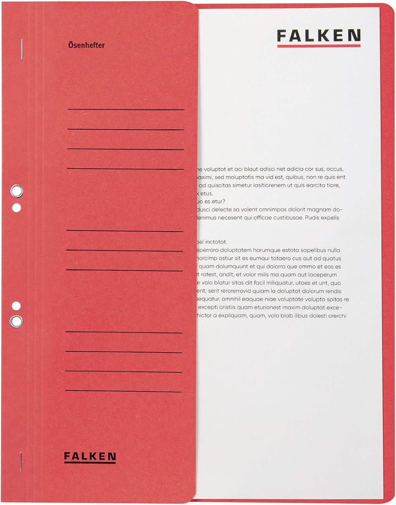 FALKEN Exacompta - Ref 80003817001F - - Eyelet Top-Down Flat Files - A4 (210 x 297mm) in Size, 250gsm Recycled Manilla, Half Cover for Identification - Red (Pack of 50) - Image 1