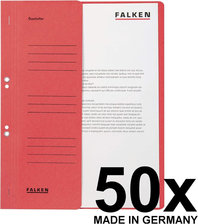 FALKEN Exacompta - Ref 80003817001F - - Eyelet Top-Down Flat Files - A4 (210 x 297mm) in Size, 250gsm Recycled Manilla, Half Cover for Identification - Red (Pack of 50) - Image 2