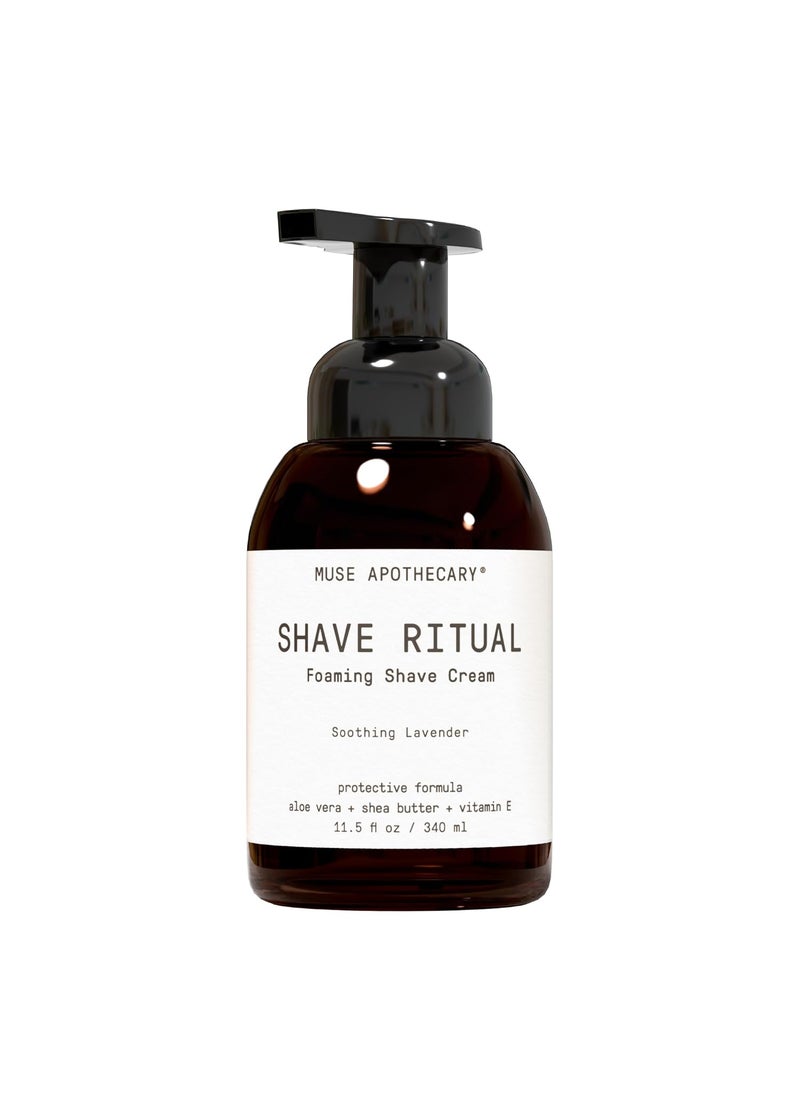 Muse Apothecary Muse Apothecary Foaming Shave Ritual  Natural Shaving Cream Sensitive Skin  Womens Shaving Cream Mens Shave Cream  Protective Formula Aloe Vera  Shea Butter  Vitamin E  Soothing Lavender 115oz 