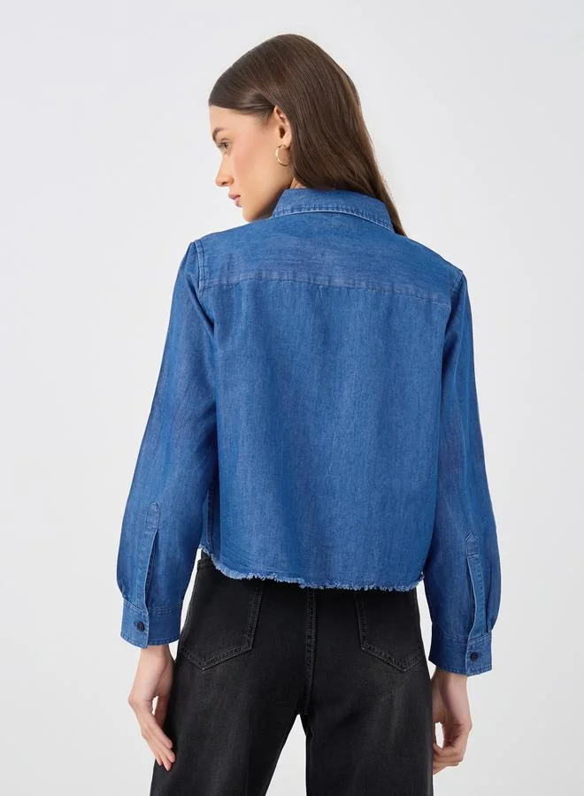 Styli Styli Boxy Fit Buttoned Denim Shirt