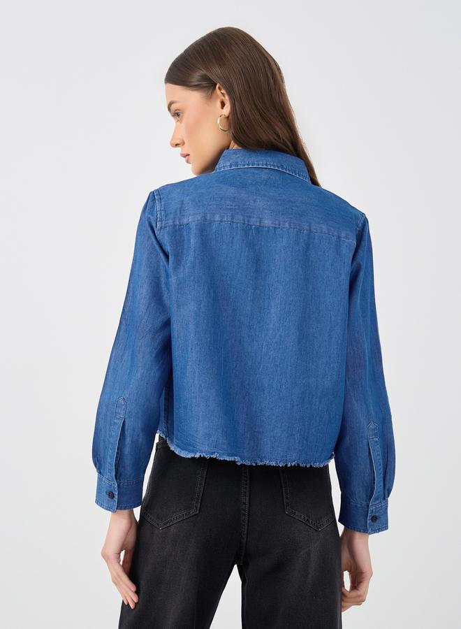 ستايلي قميص جينز بقصة بوكسي وأزرار من ستايلي - Image 5