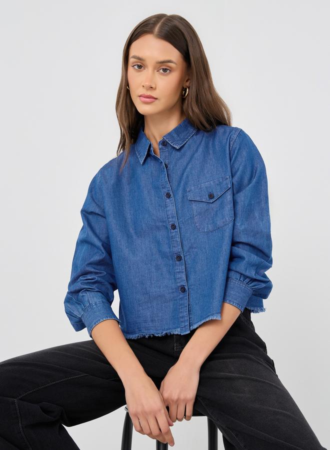 ستايلي قميص جينز بقصة بوكسي وأزرار من ستايلي - Image 1