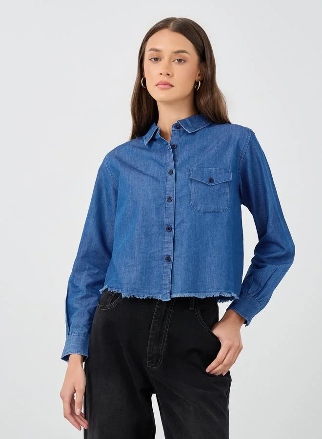 Styli Boxy Fit Buttoned Denim Shirt