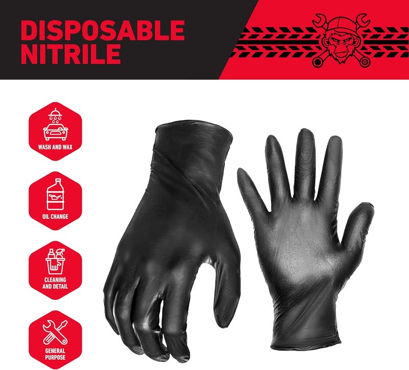 Grease Monkey Disposable Nitrile Gloves, Large, Pack of 100 - Latex-Free, Chemical and Water Resistant - Image 3