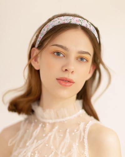 JELIEE Headbands For Women Girls 8 Pcs Fashion Wide Floral Padded Headband Cute Pearl Headband Hair Bands Accessories(Pink & White) - Image 4