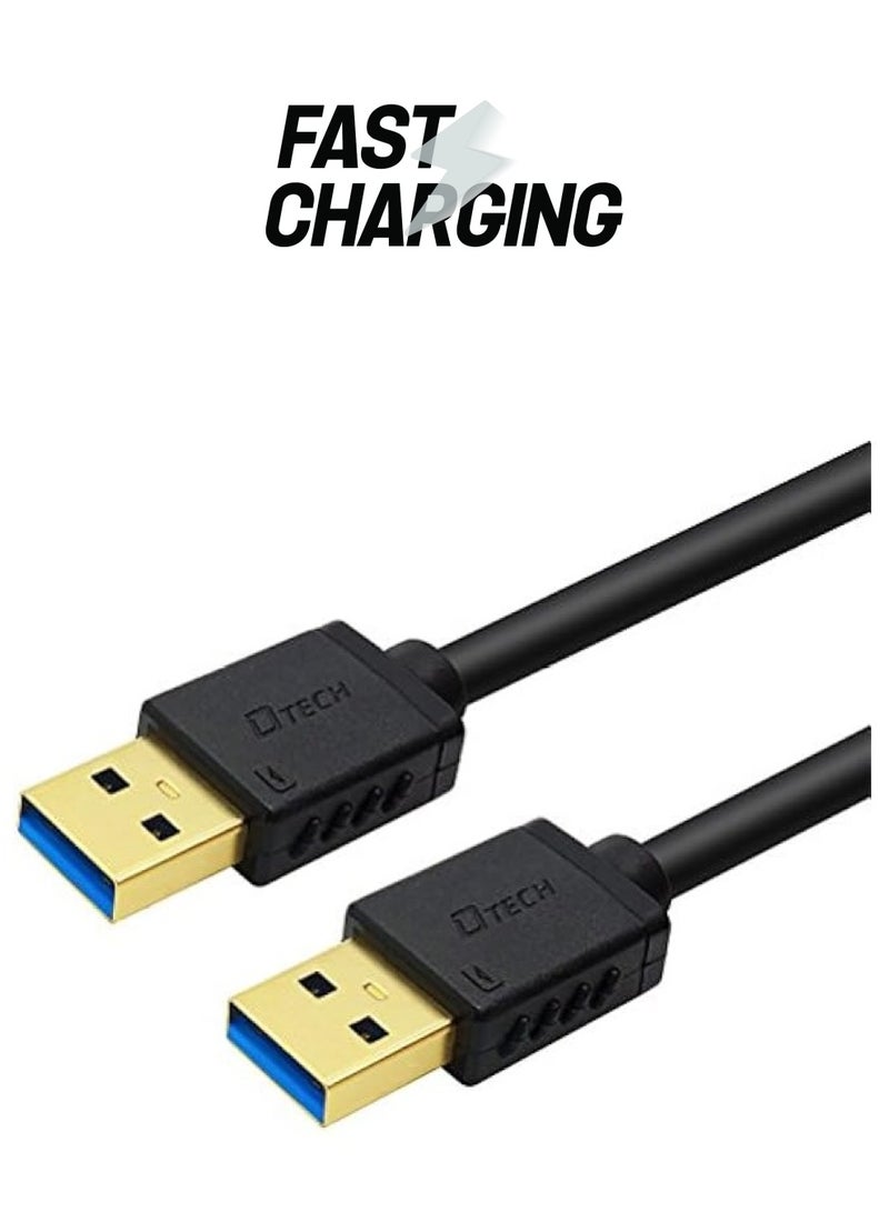 DTech USB Type A 3.0 Cable 6 ft Male to Male High Speed Data Cord in Black - Image 1