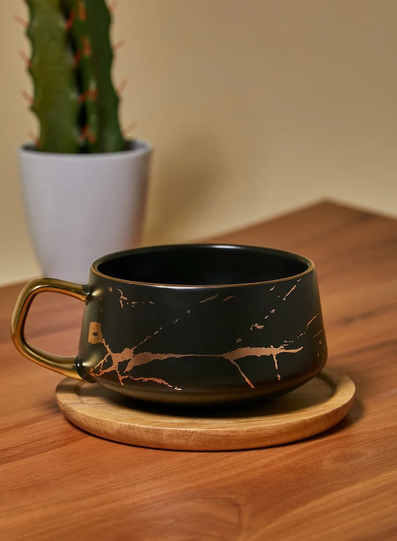 Noire Edit Marble Print Mug and Saucer