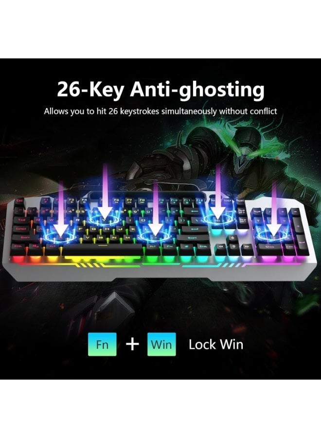 AULA T102 104-Key Gaming Keyboard & Mouse Combo – RGB Backlit, Metal Panel, Waterproof Design, USB Wired for PC, Mac & Xbox - Image 4