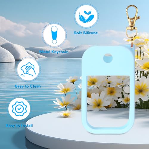 KYRGEU Hand Sanitizer Spray Case Compatible with Touchland Power Mist 1 oz – Silicone Case with Keychain for Touch Land Mist 1 fl oz（30 ml）, Hand Sanitizer Accessory for 1 fl oz (Blue, 1 Pack) - Image 3