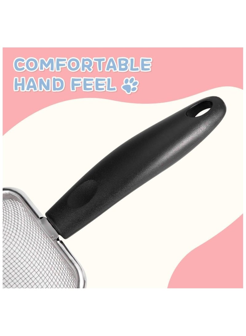 NANAO Cat Litter Scoop,Sturdy Litter Cleaner Corner Shovel,Stainless Steel Mesh Litter Shovel,Easy to Clean Reptile Terrarium Sand Waste,Beach Shovel(Black) (2 Pcs) - Image 4