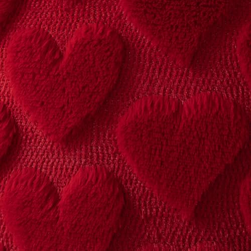 DFXSZ Valentines Pillow Covers 18x18 inch Set of 2 Valentines Day Decoration Red Heart Soft Plush Faux Fur Jacquard Throw Pillows for Bedroom Sofa Holiday Festivals Home Decor PTK017A18 - Image 4