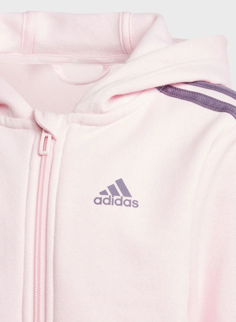 adidas جاكيت هودي بسحاب أساسي بـ 3 خطوط