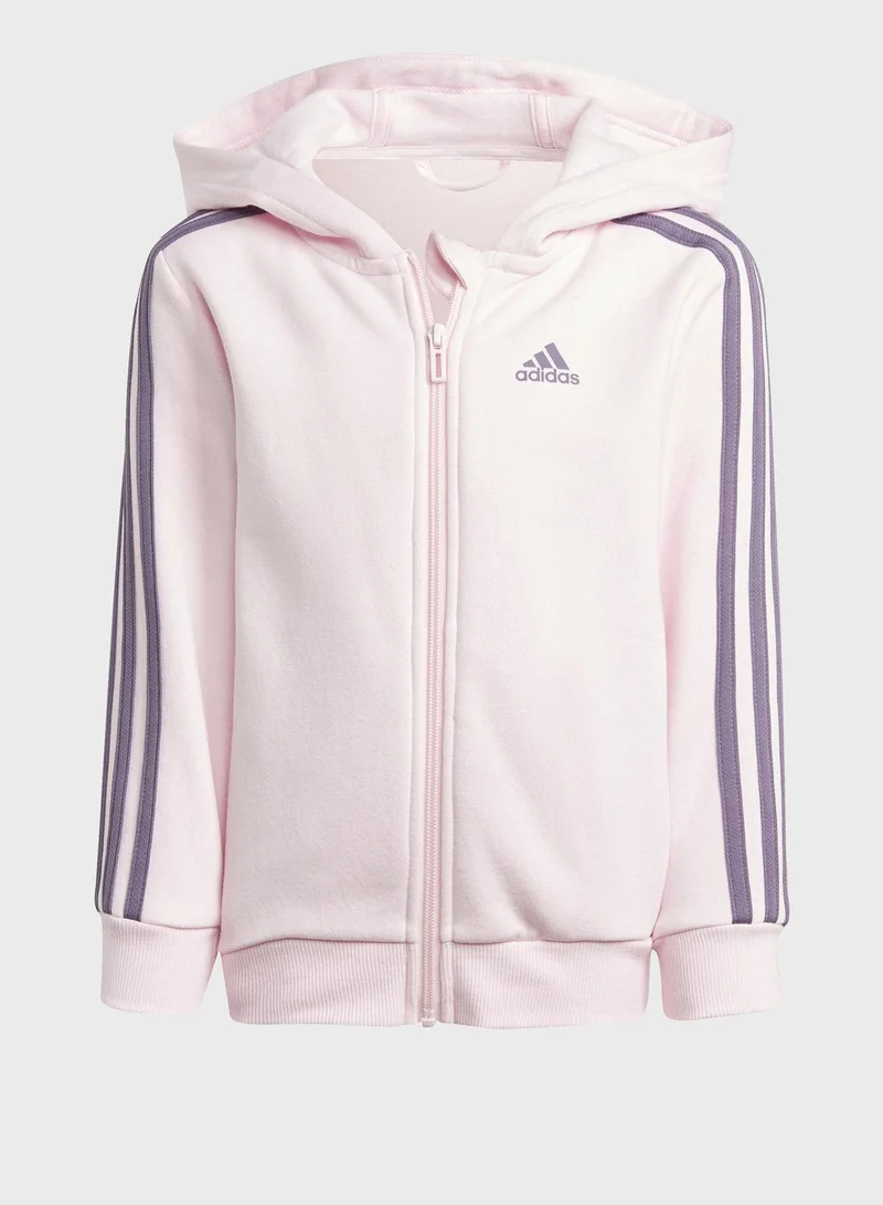 adidas جاكيت هودي بسحاب أساسي بـ 3 خطوط