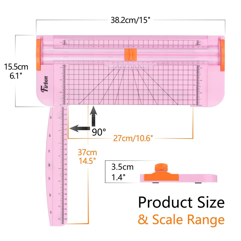 Firbon A4 Paper Cutter 12 Inch Titanium Straight Paper Trimmer with Side Ruler for Scrapbooking Craft, Paper, Coupon, Label, Cardstock(Pink) - Image 2