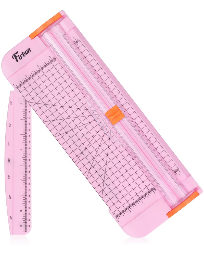 Firbon A4 Paper Cutter 12 Inch Titanium Straight Paper Trimmer with Side Ruler for Scrapbooking Craft, Paper, Coupon, Label, Cardstock(Pink) - Image 1