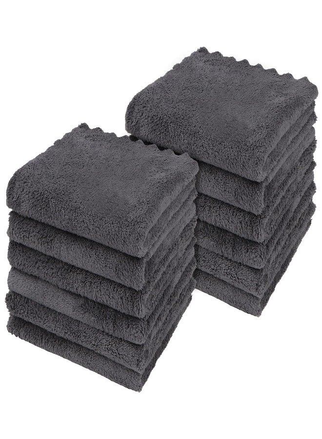 Orighty Ultra Soft Washcloths 12 Pack, Premium Microfiber Towel Sets 12x12 inches, Absorbent and Quick Drying Coral Velvet Washcloth, Multi-Purpose Wash Cloths for Bathroom, Hotel, and Gym (Grey) - Image 1