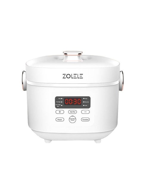 ZB500 Multifunctional Electric Rice Cooker With 3L Capacity Smart Low Sugar Rice Cooker Micro-Computer Button Double Inner Pot 700W Power - White